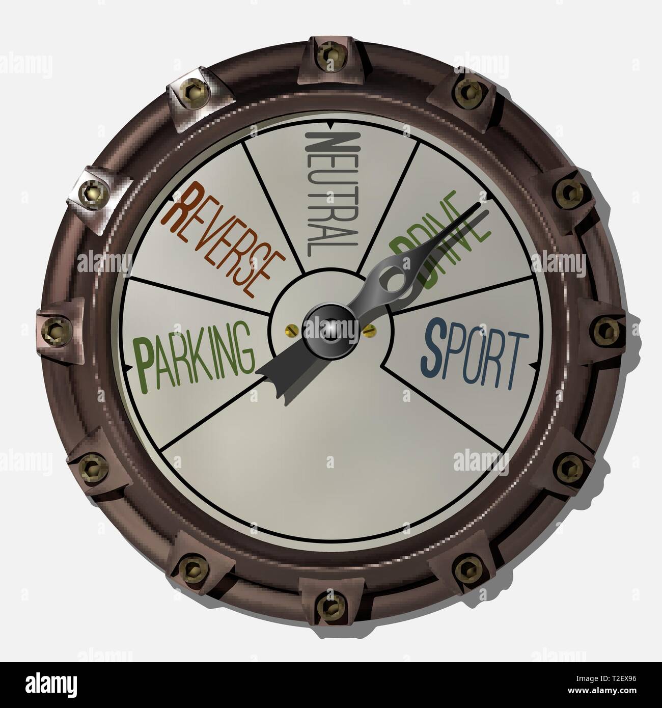 Ancient transmission sensor measuring device in the style of steampunk Stock Vector