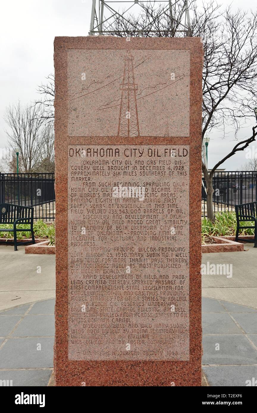 OKLAHOMA CITY, OK 2 MAR 2019 View of an oil rig derrick of the
