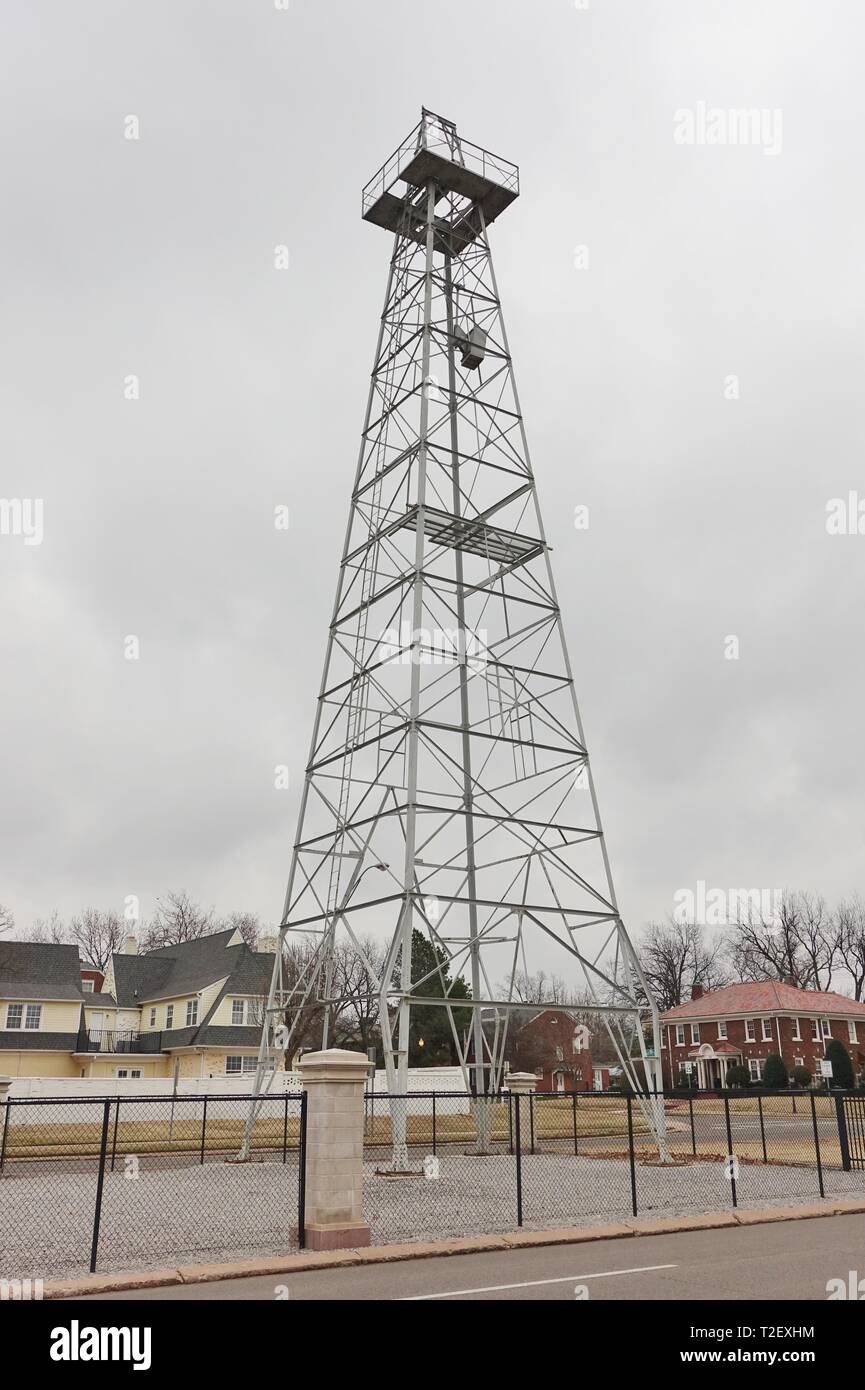 OKLAHOMA CITY, OK 2 MAR 2019 View of an oil rig derrick of the