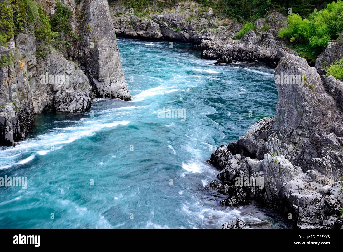 Gorge of the Rio Futaleufu, Region de los Lagos, Patagonia, Chile Stock Photo