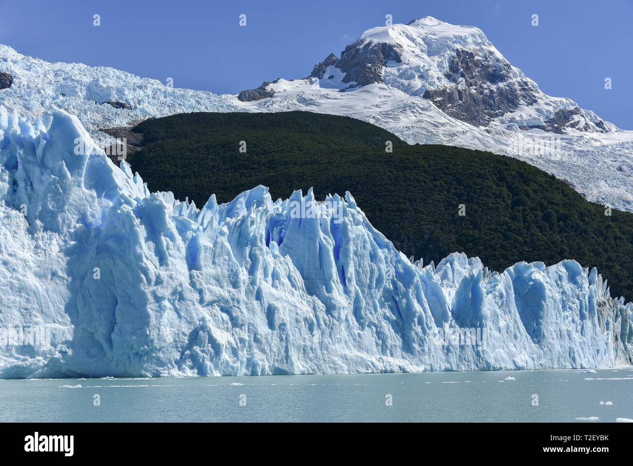 Glacier tongue, Glaciar Perito Moreno Glacier, glacier break-off, glacier break-off, Los Glaciares National Park, Andes, El Calafate, Santa Cruz Stock Photo