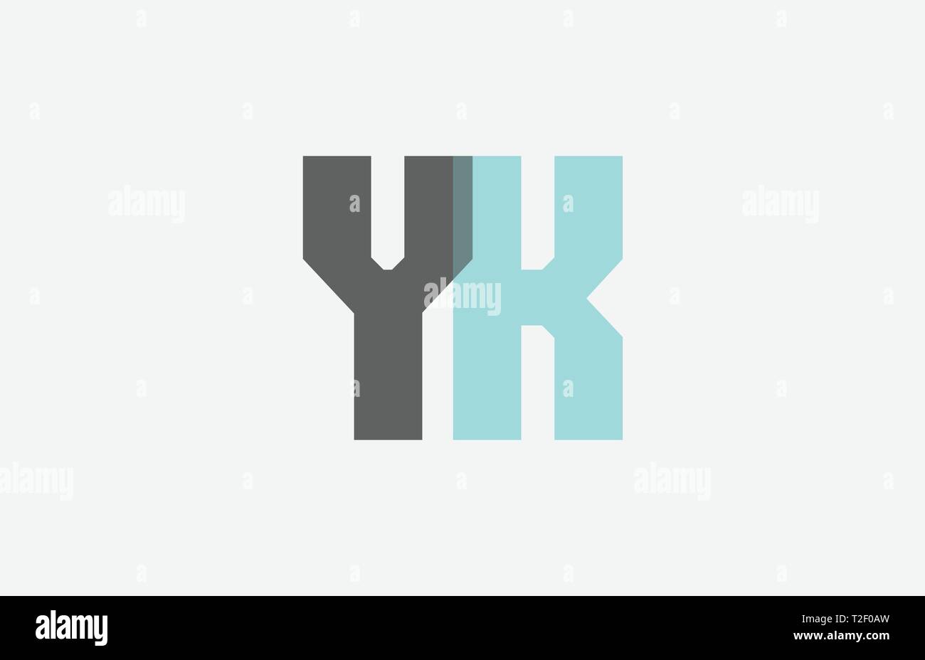 grey pastel blue alphabet letter YK Y K logo combination design ...