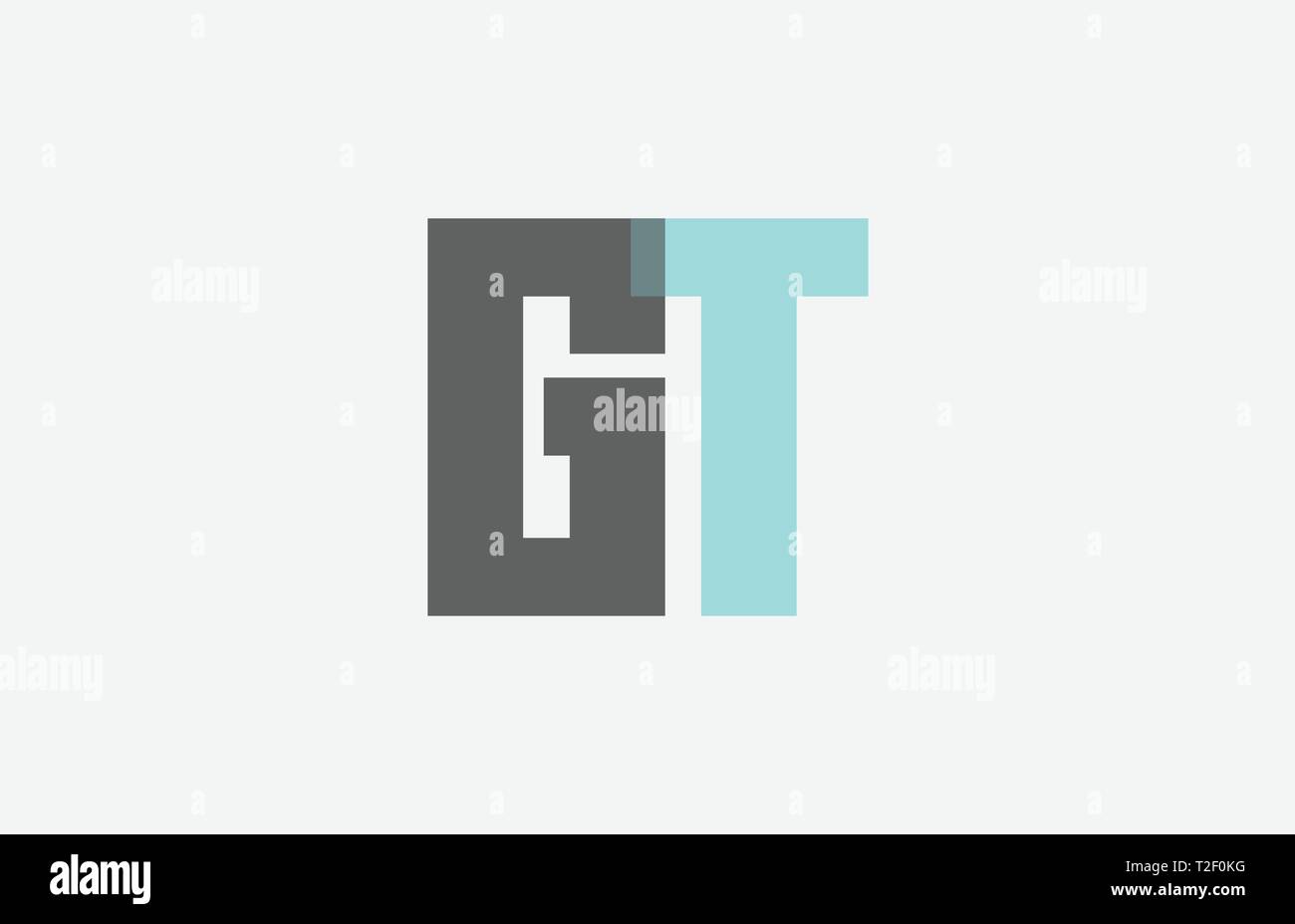 grey pastel blue alphabet letter GT G T logo combination design ...