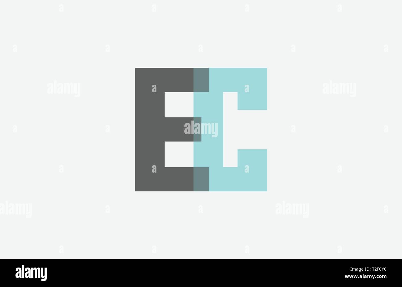 grey pastel blue alphabet letter EC E C logo combination design ...