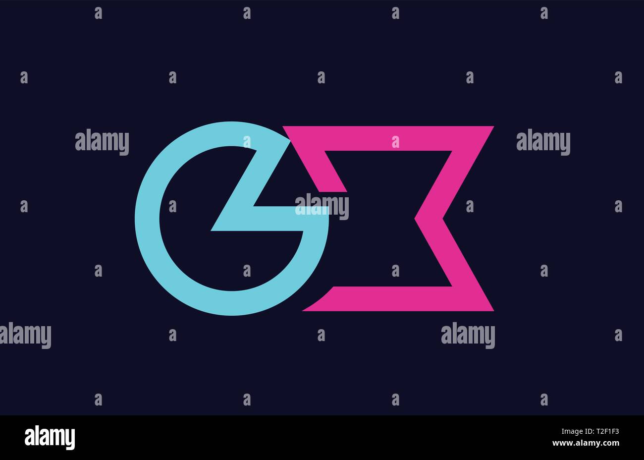 GX G X blue pink colorful alphabet alphabet letter logo combination ...