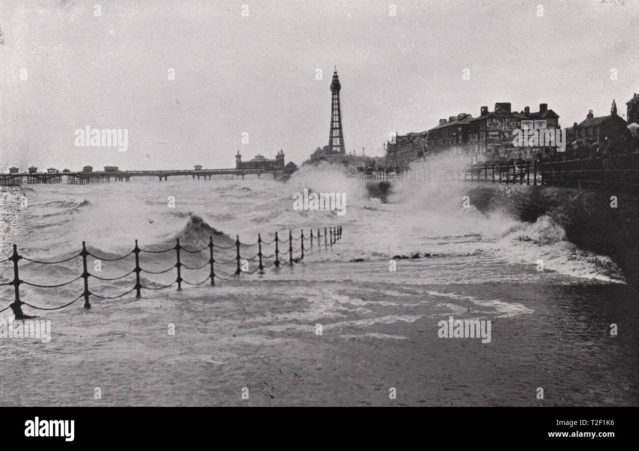 Rough Sea, from Manchester Square, Blackpool Stock Photo