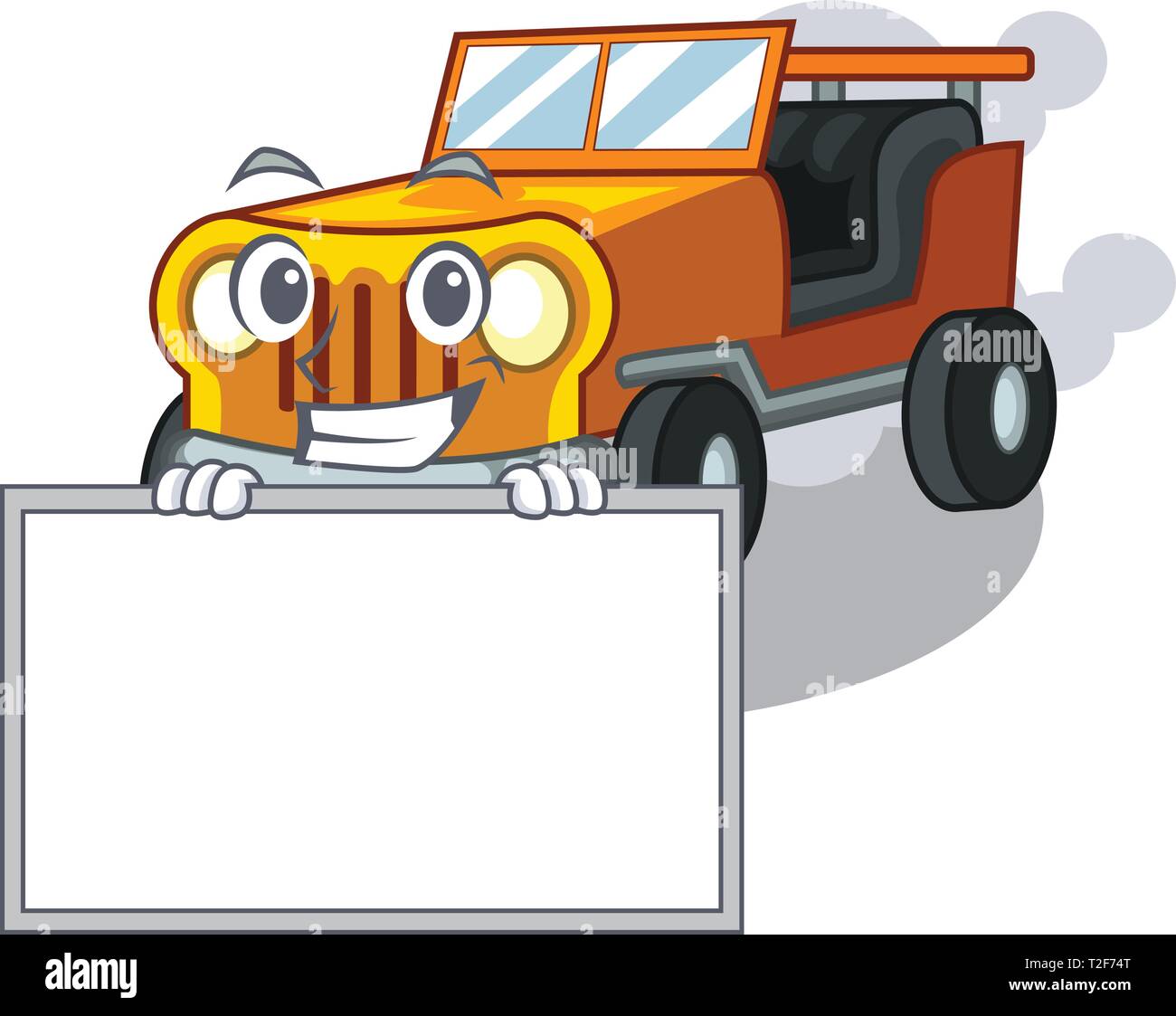 Grinning with board jeep car isolated with the cartoon vector