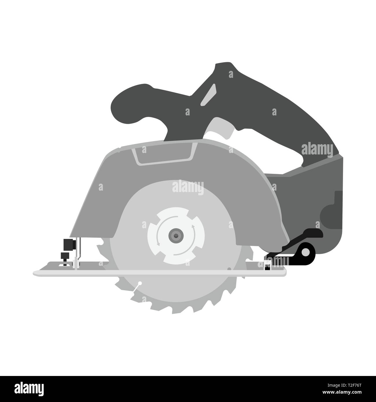 Circular saw with steel toothed disc. Electric hand tool for cutting