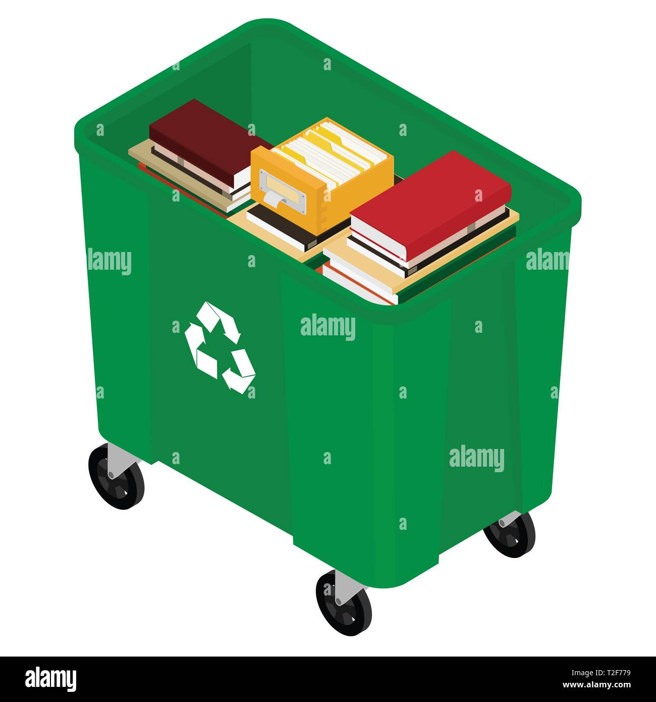 Garbage trash container full of books. Paper recycle concept Stock ...