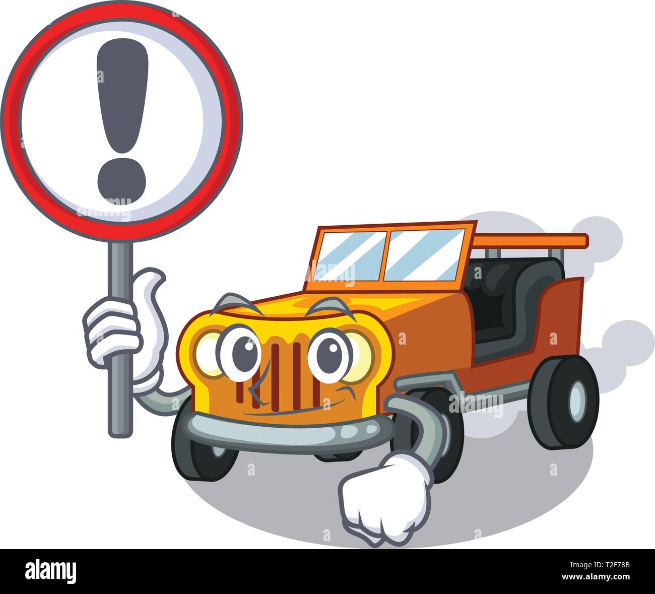 With sign jeep car isolated with the cartoon vector illustration Stock