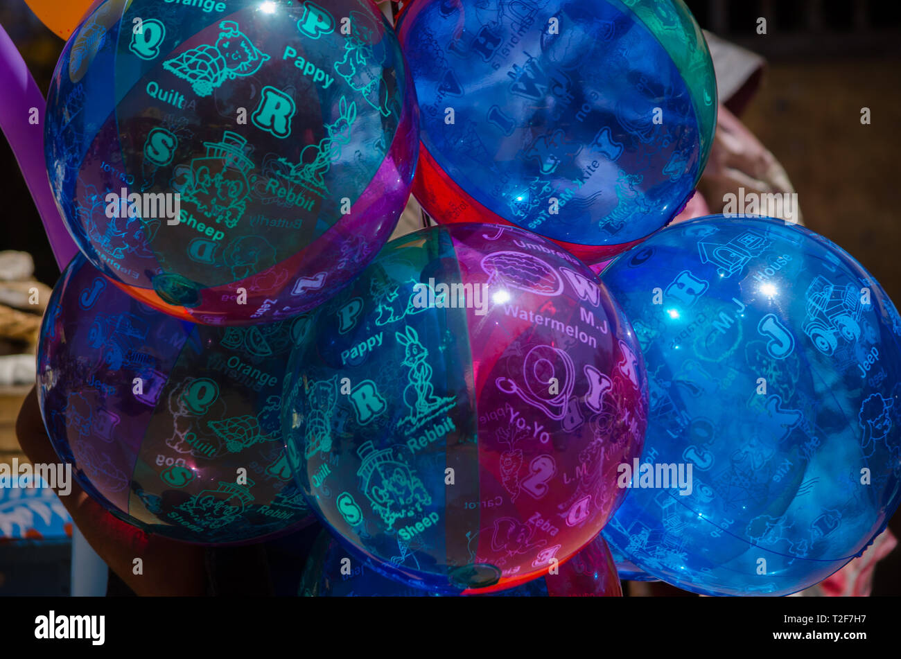 Colorful Balloons in local market Stock Photo