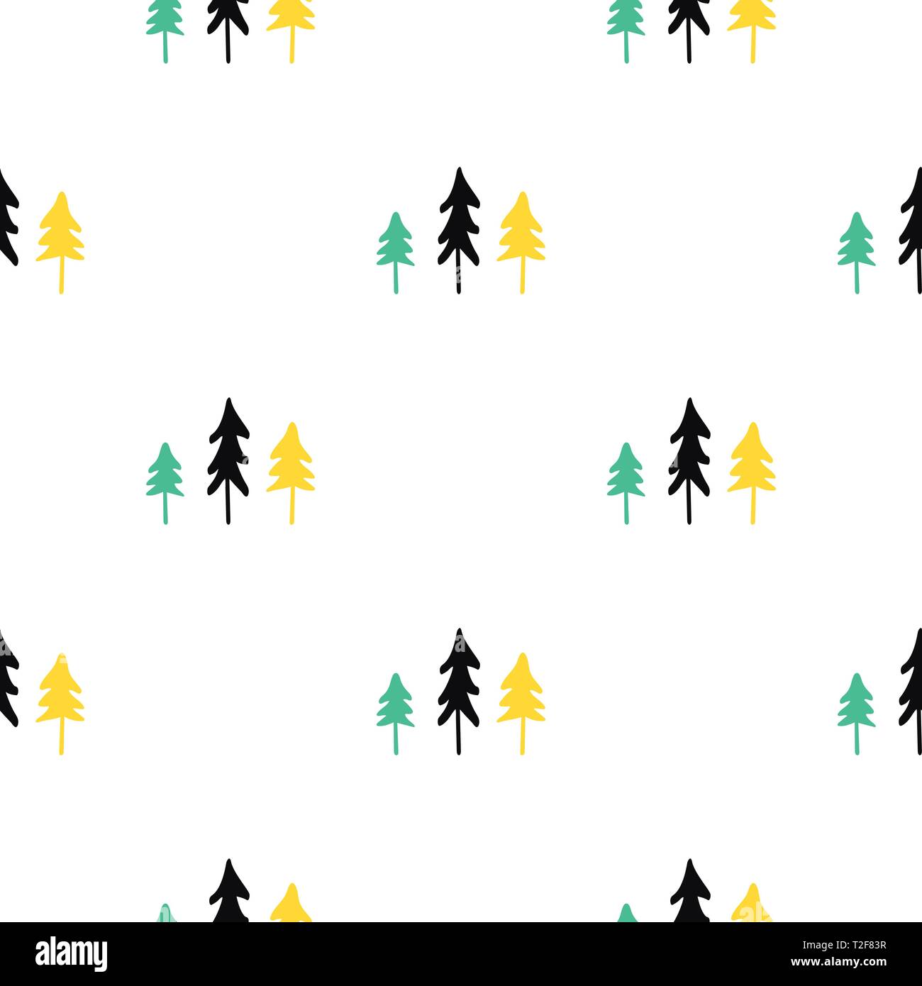 Scandinavian seamless pattern of Christmas tree. Christmas pattern for wrapping paper and festive decoration. Stock Vector