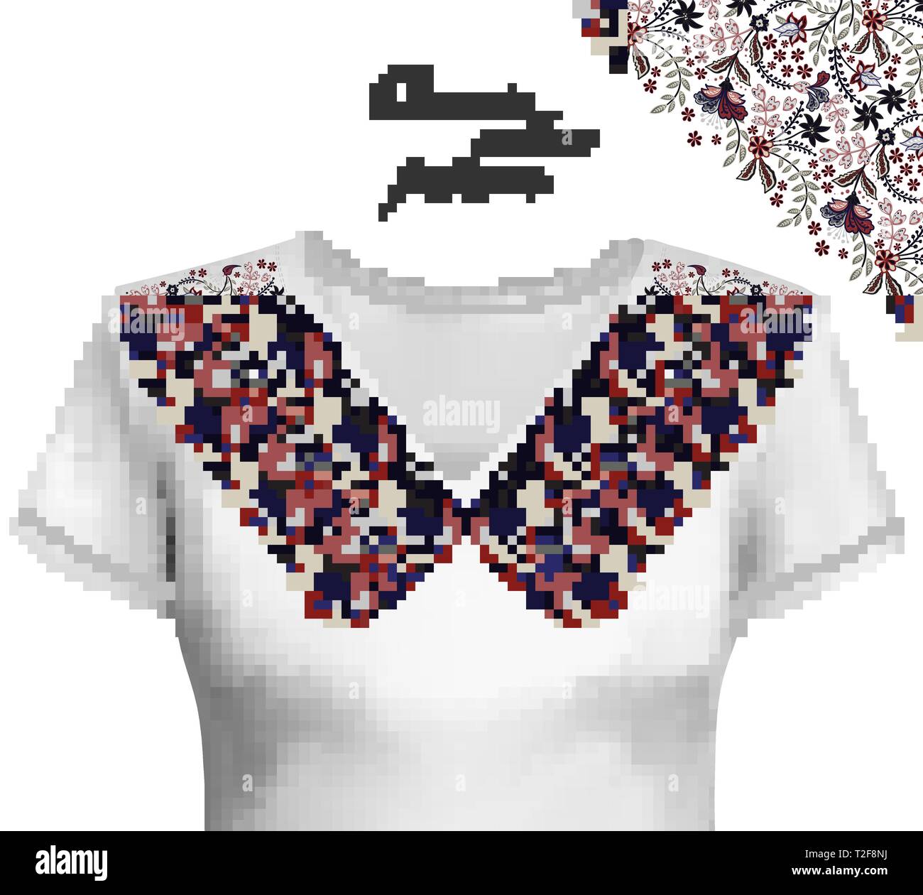 Neckline Ethnic Design Floral Colorful Traditional Pattern