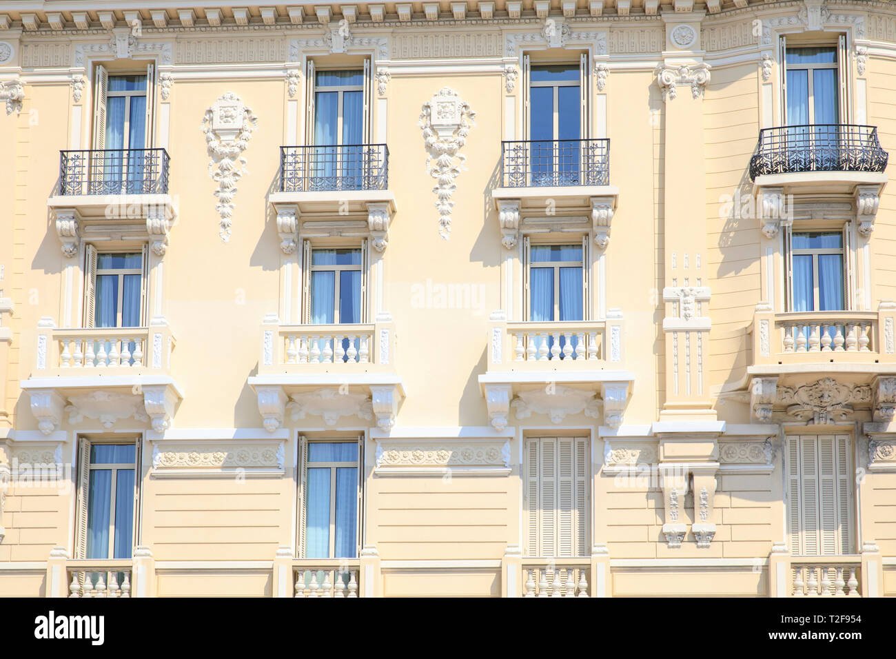 Building exterior (detail) of the beautiful BNP Paribas Wealth Management office in Monaco. Stock Photo