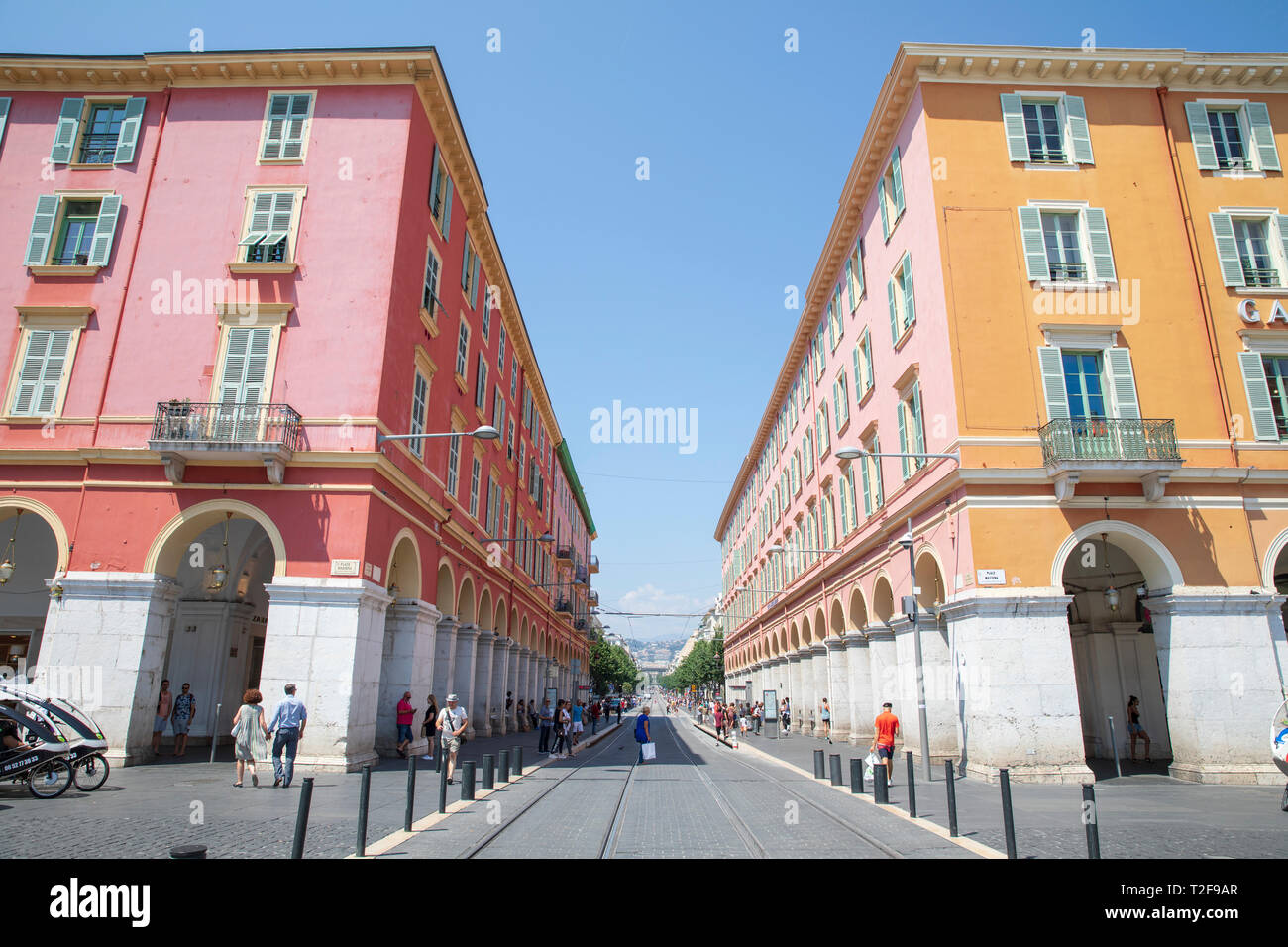 Looking down Avenue Jean Médecin, a street located in the centre of Nice,  France, and one of the main north-south traffic arteries Stock Photo - Alamy