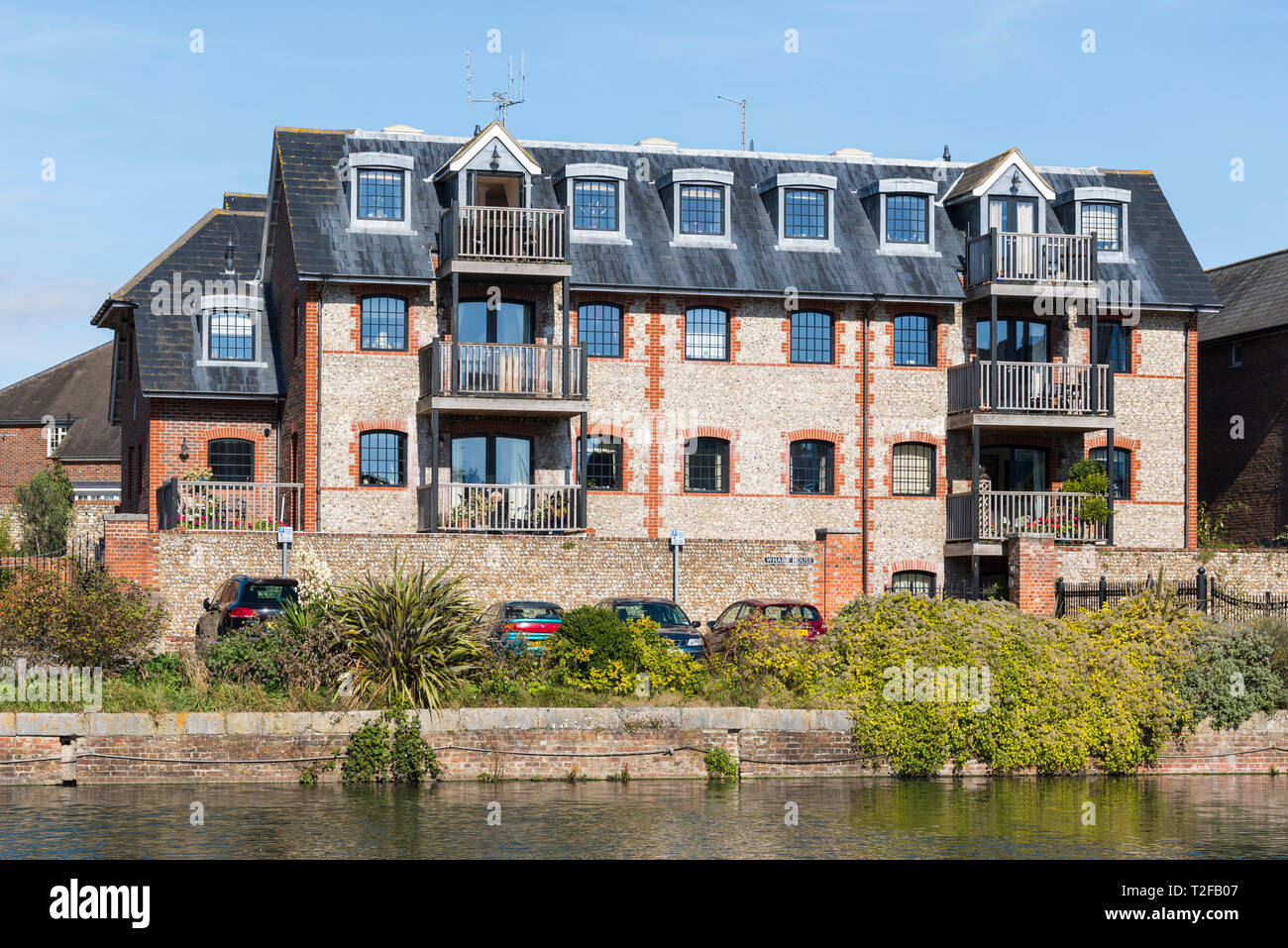 Wharf House luxury penthouse apartment block by the Chichester Canal in Chichester, West Sussex, England, UK. Stock Photo