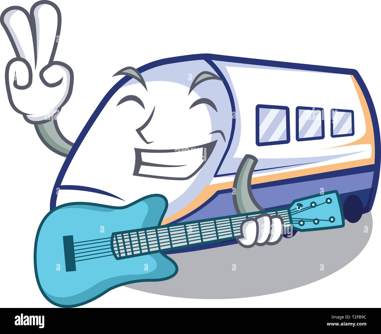With guitar shinkansen train isolated in the cartoon vector ...