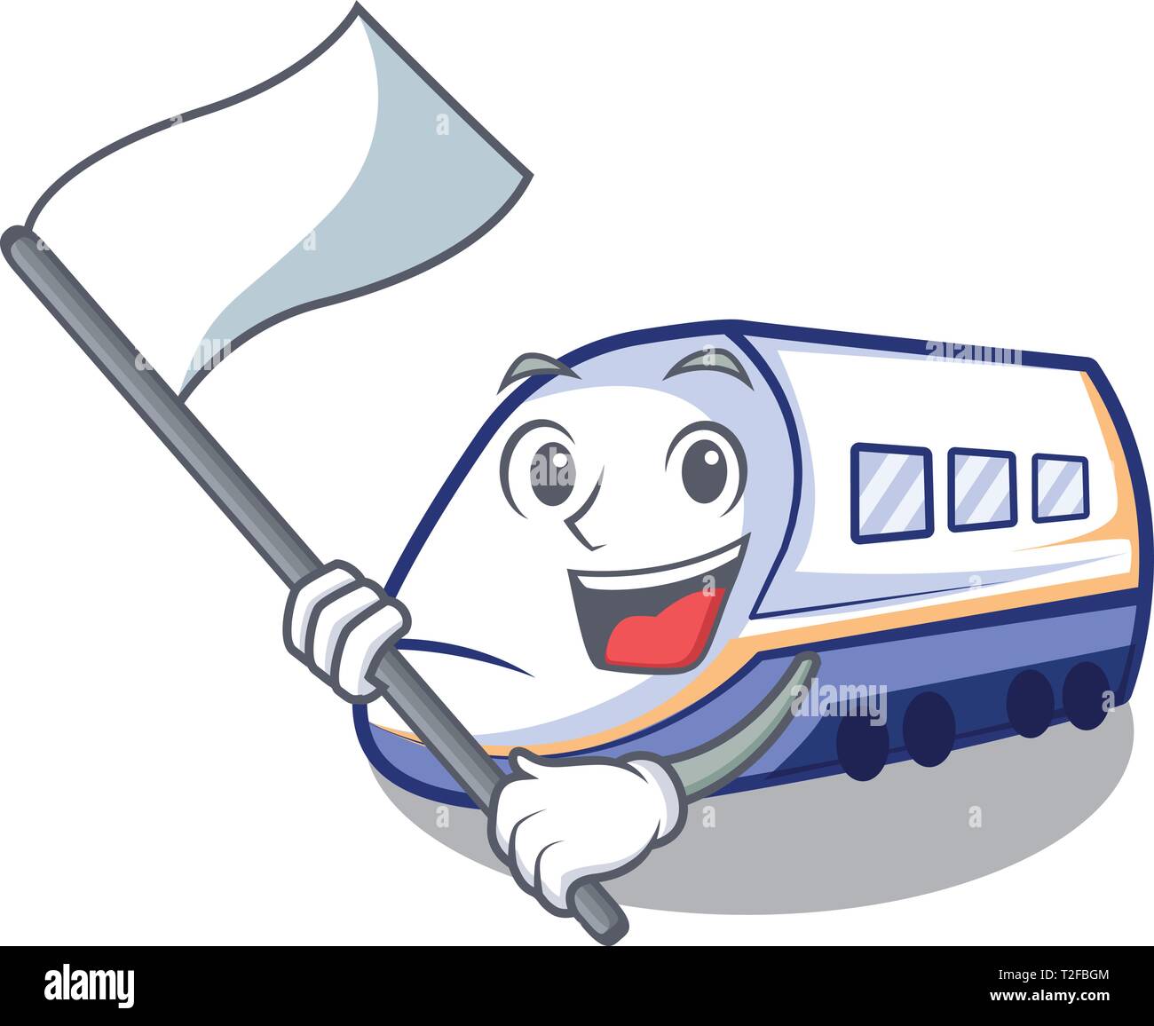 With flag miniature shinkansen train in cartoon shape vector illustration Stock Vector