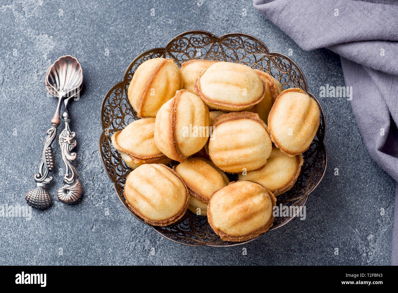 Homemade Russian cookies with boiled condensed milk on a dark background  Stock Photo - Alamy