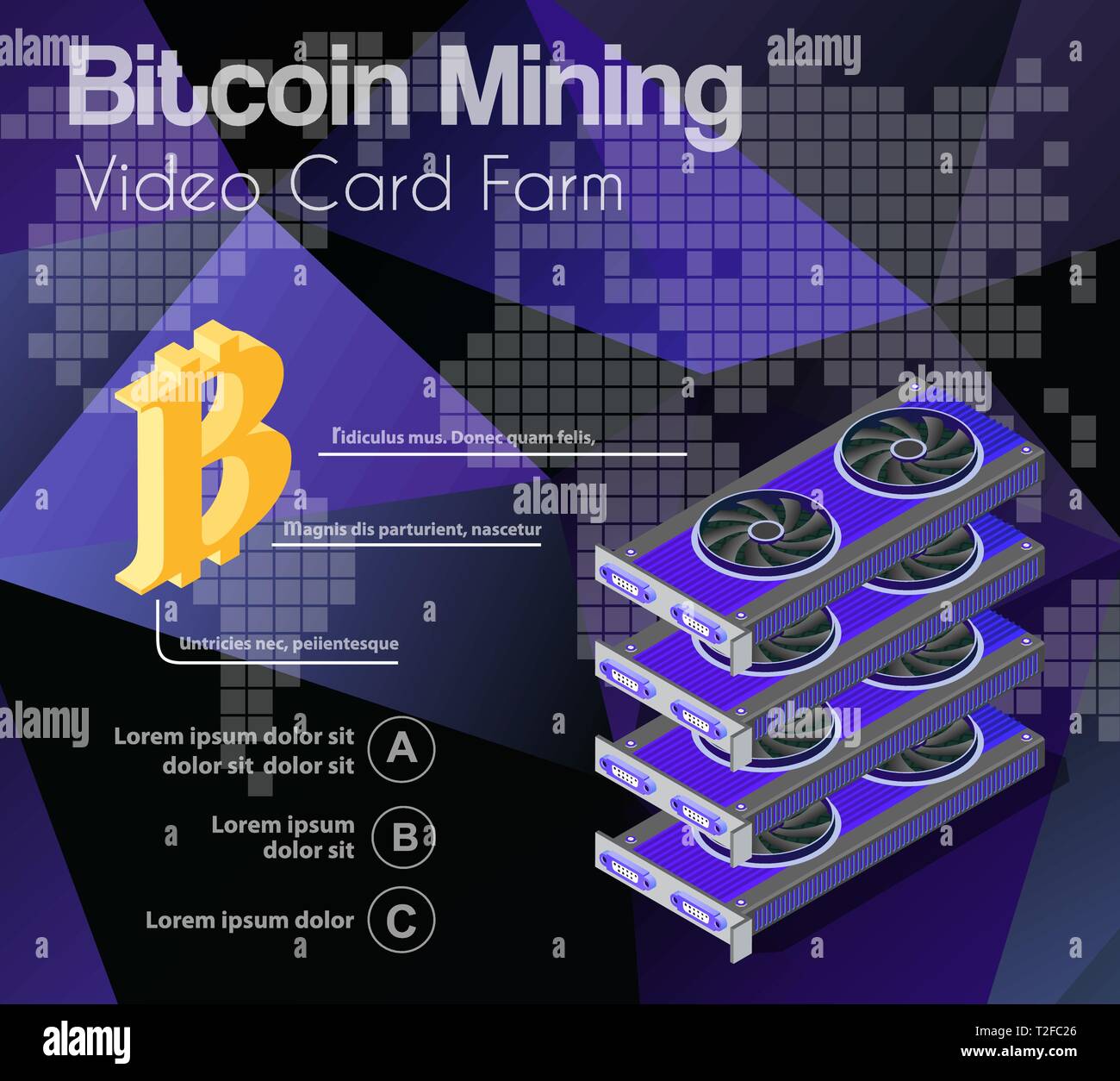 Video card set of mining bitcoin on digital technology video cryptocurrency  blockchain business. The component of electronic equipment high-tech indus  Stock Vector Image & Art - Alamy