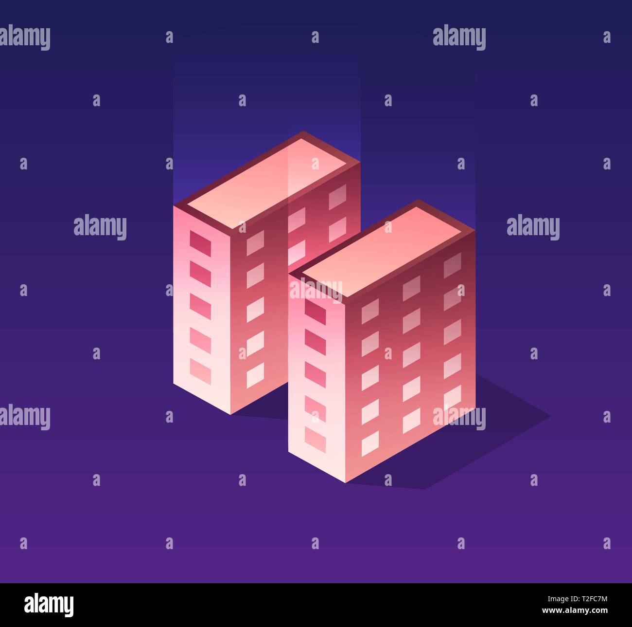 Isometric city web icon of violet - Isometric City Web Icon Of Violet Colors 3d Building Modern Town Street Urban Road Architecture Ultraviolet Illustration Map Of Isometry For The Des T2FC7M 