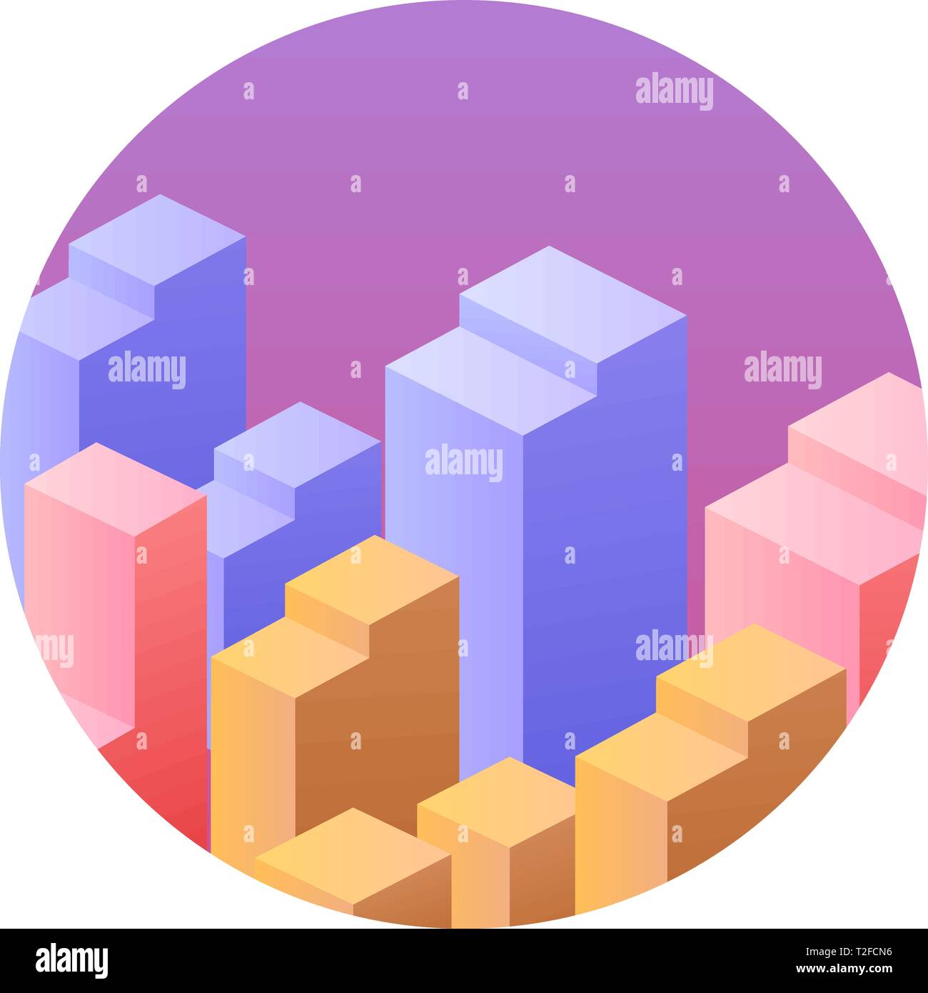 Isometric icon of a city with houses streets of skyscrapers. Vector ...