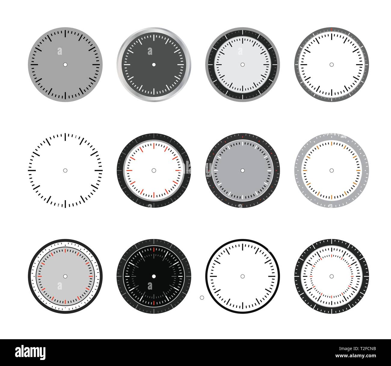 Clock face set time pattern modern isolated decoration vector design