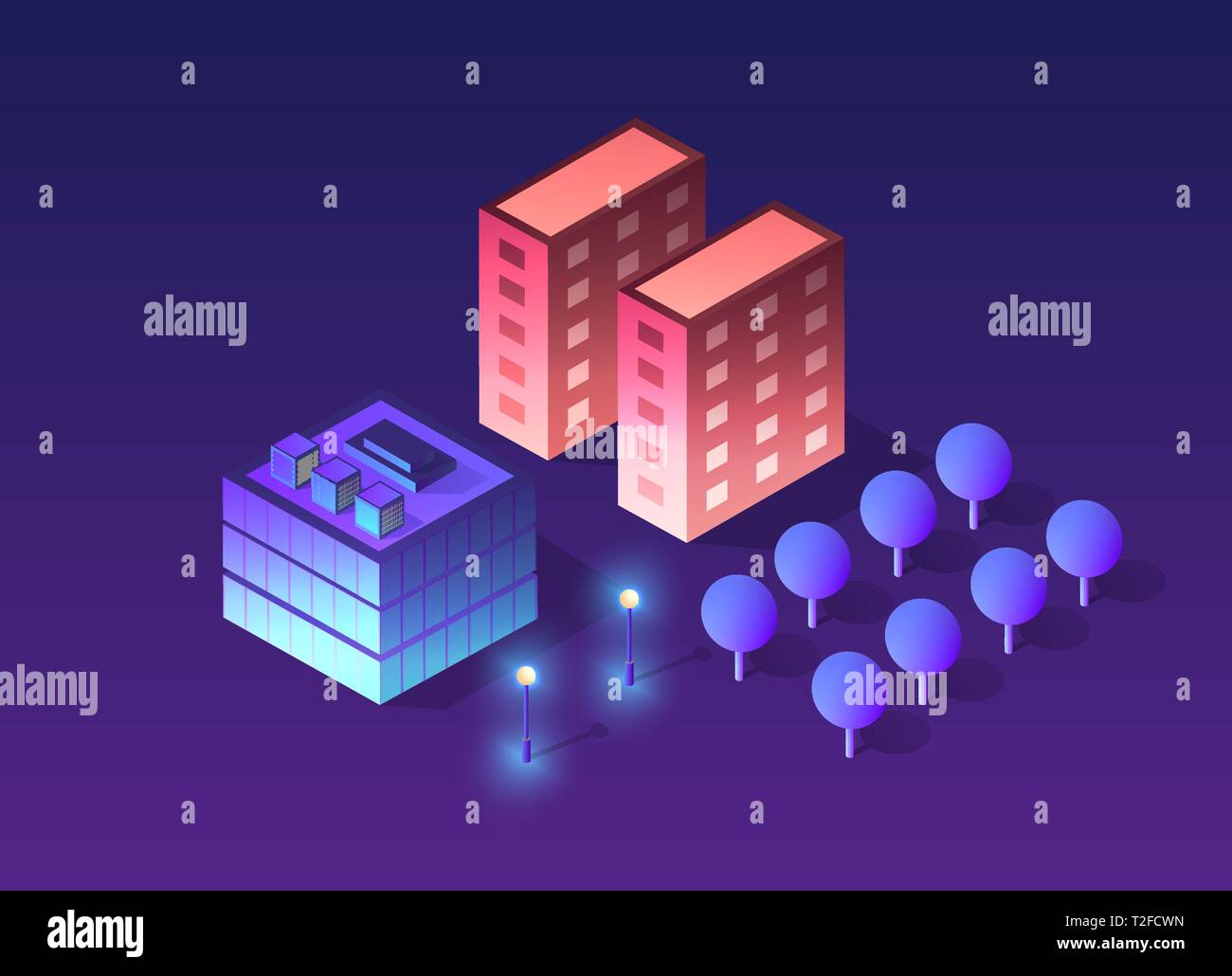 Future 3d futuristic isometric city from smart business technology, digital modern concept background, street design building on an urban house of cit Stock Vector