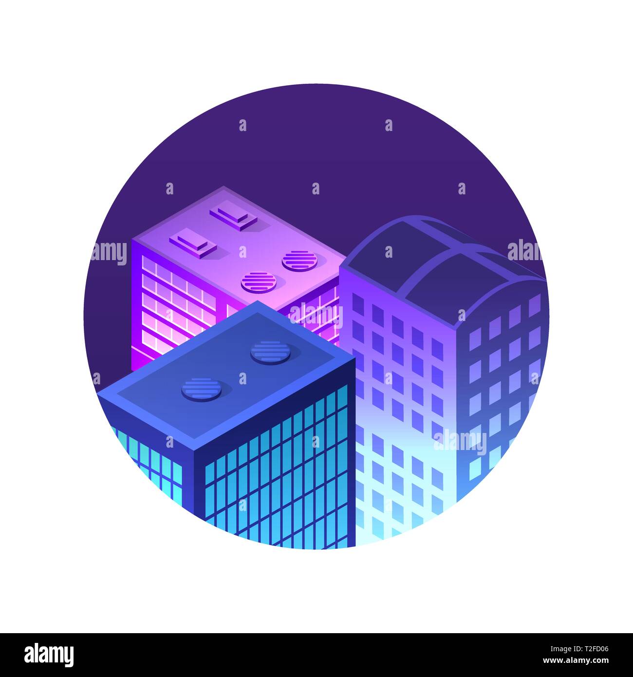 Isometric icon of a city with houses streets of skyscrapers. Vector ...