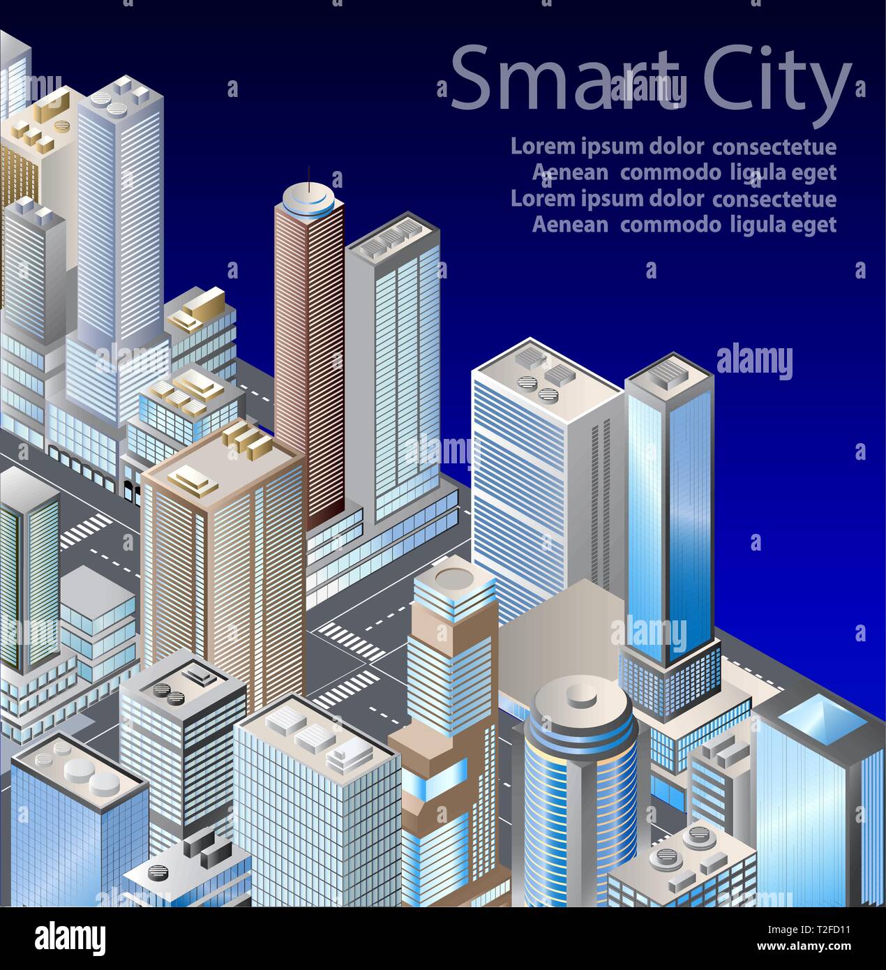 Vector isometric urban architecture building of modern city with street ...