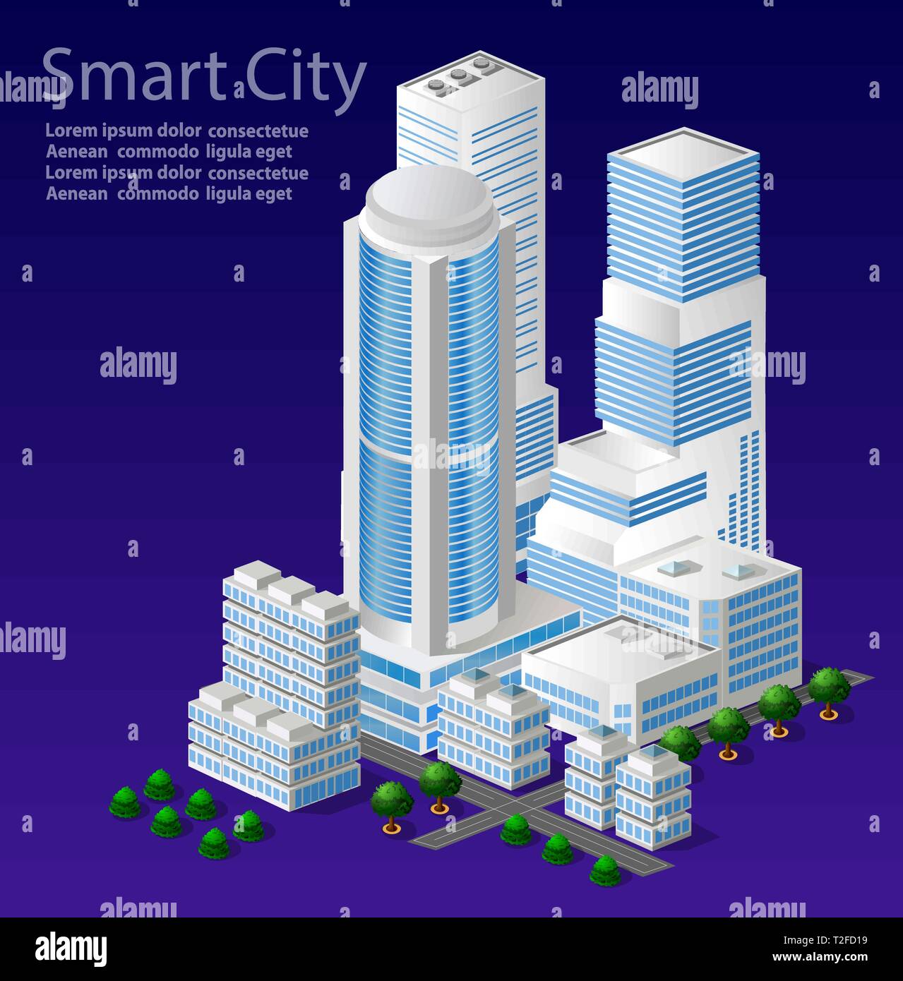 Vector isometric urban architecture building of modern city with street ...