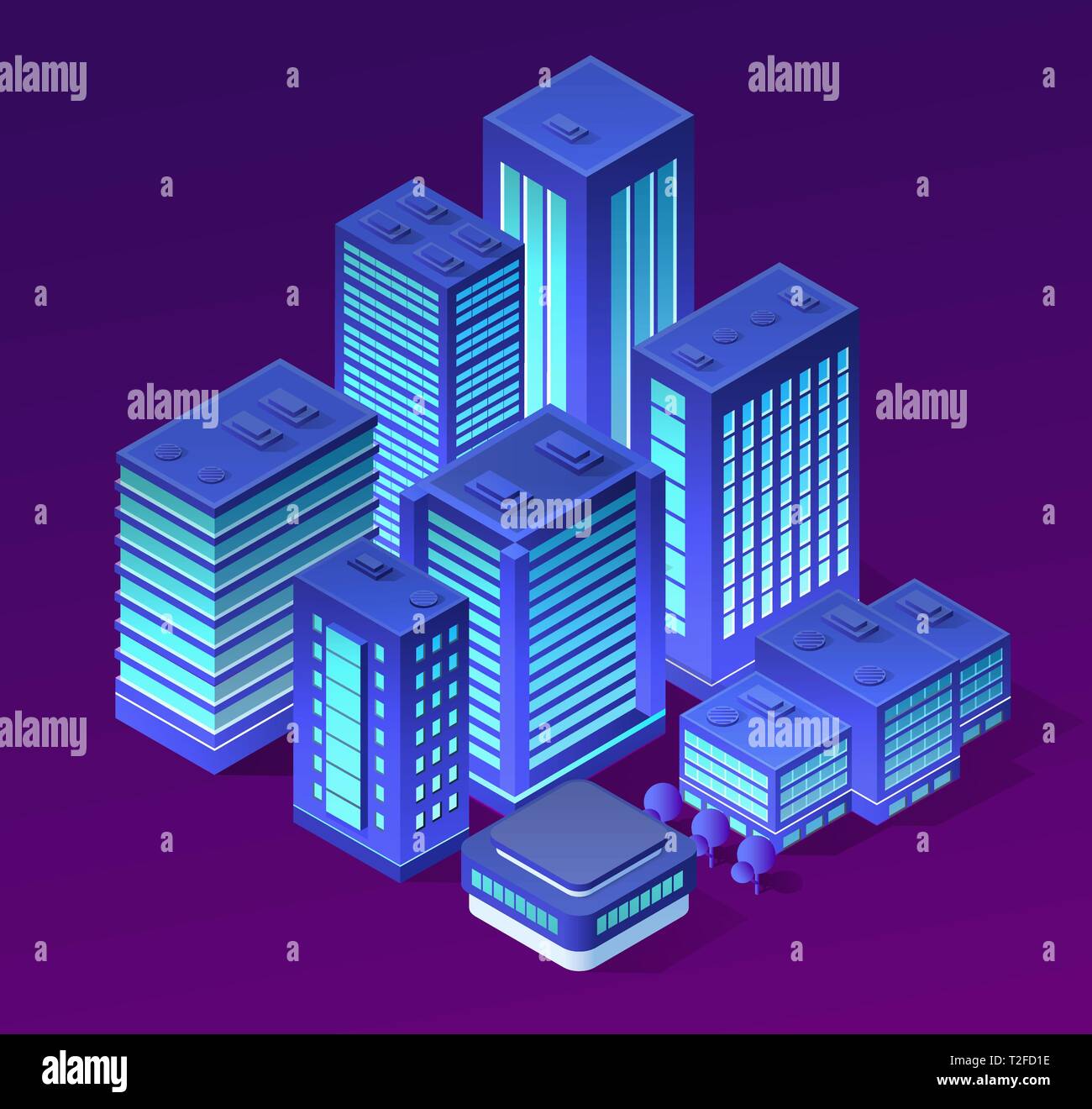 Vector isometric urban architecture building of modern city with street ...