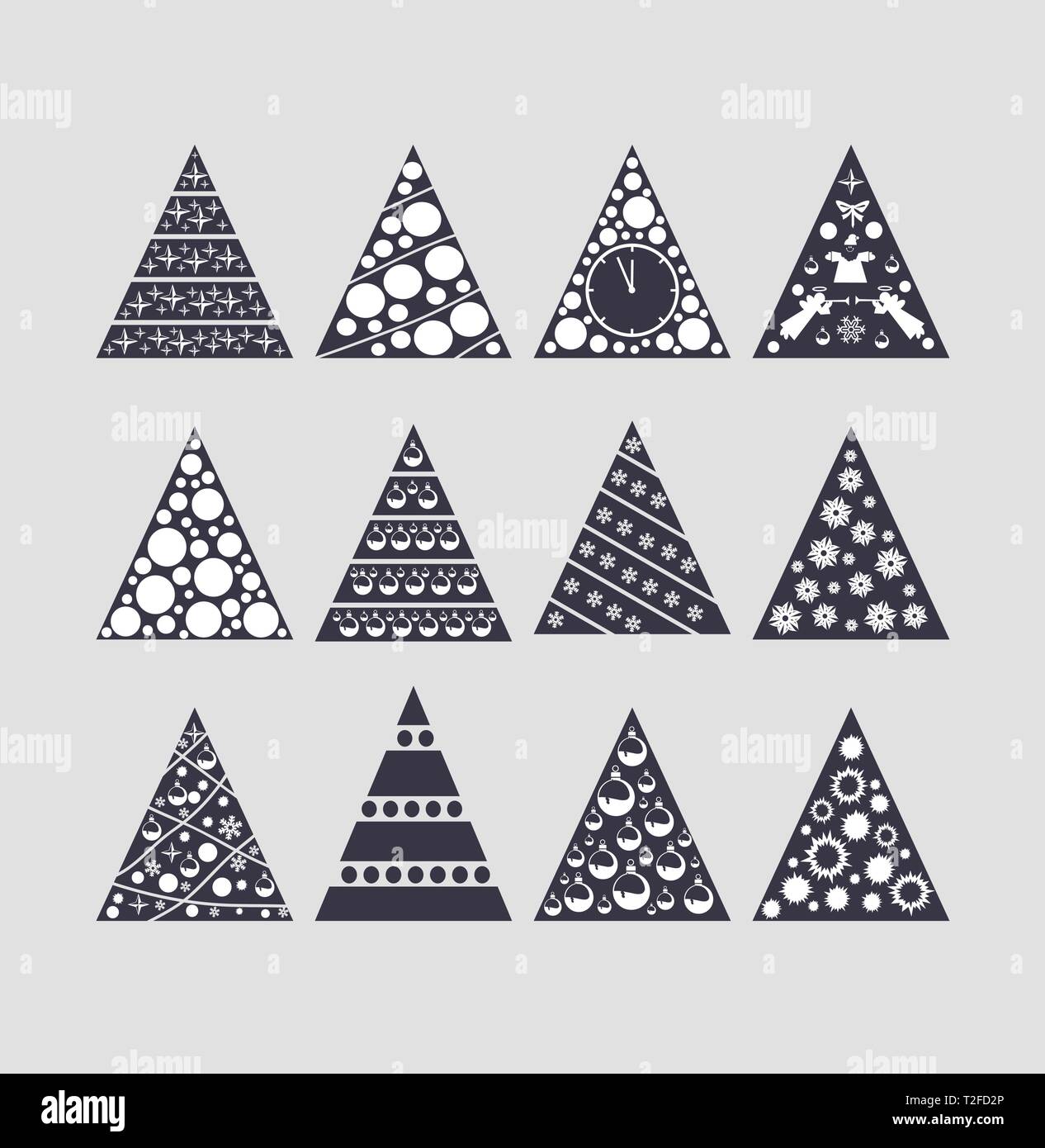 Set silhouette fir trees hi-res stock photography and images - Alamy