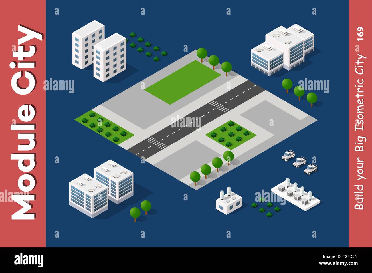 The isometric city with factory from urban building vector architecture ...