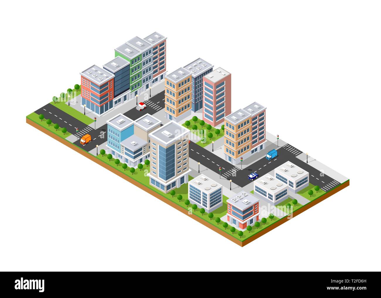 Vector isometric urban architecture building of the modern city with ...