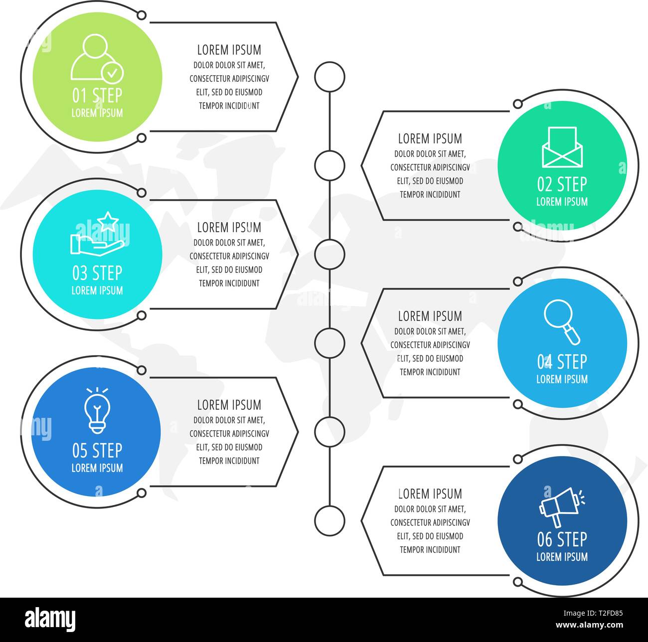 Modern vector flat illustration. Infographic circles template with six ...
