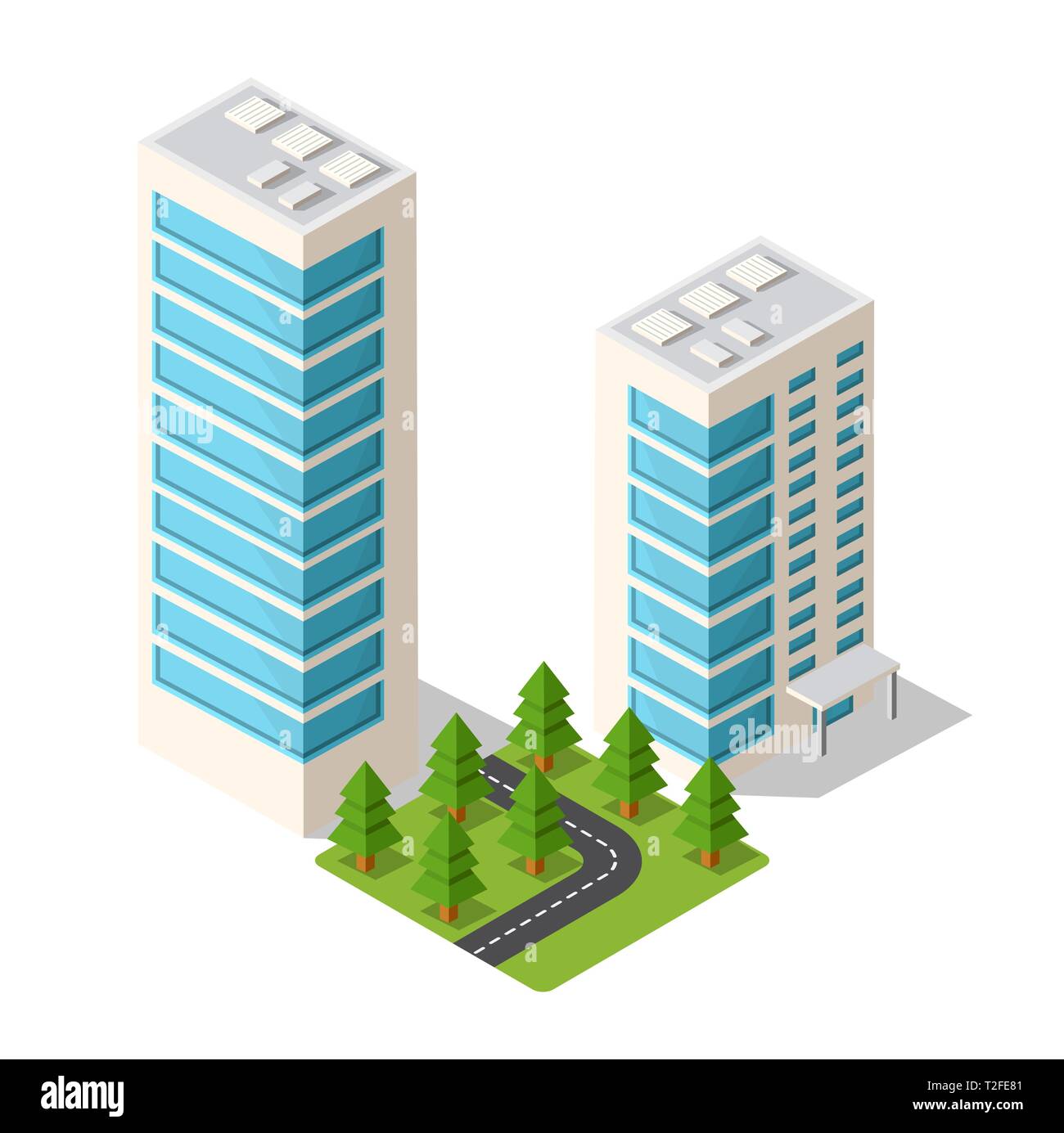 Isometric set module city with skyscraper from urban building vector ...