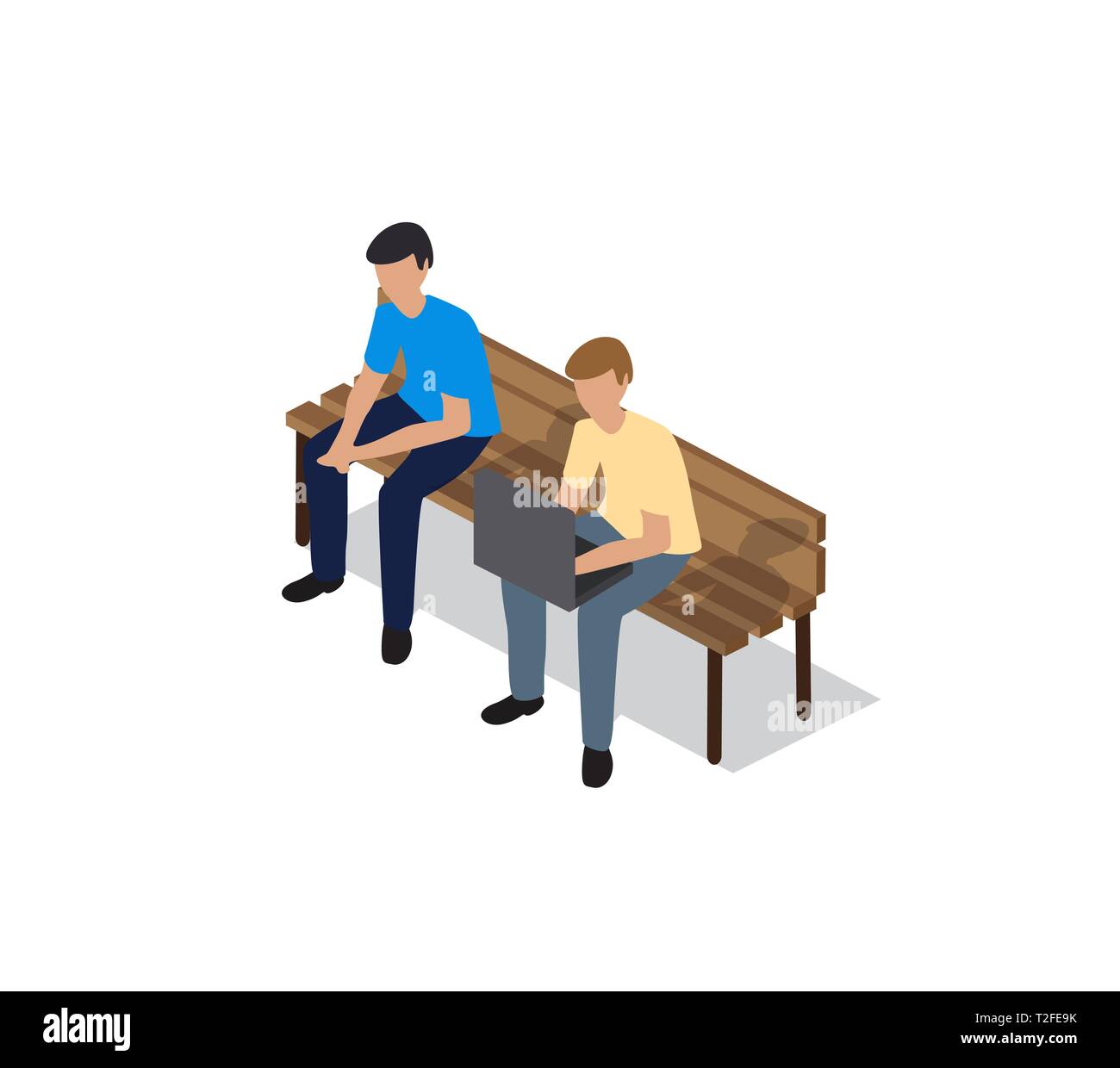 People Sitting On A Bench In A City Park Stock Vector Art