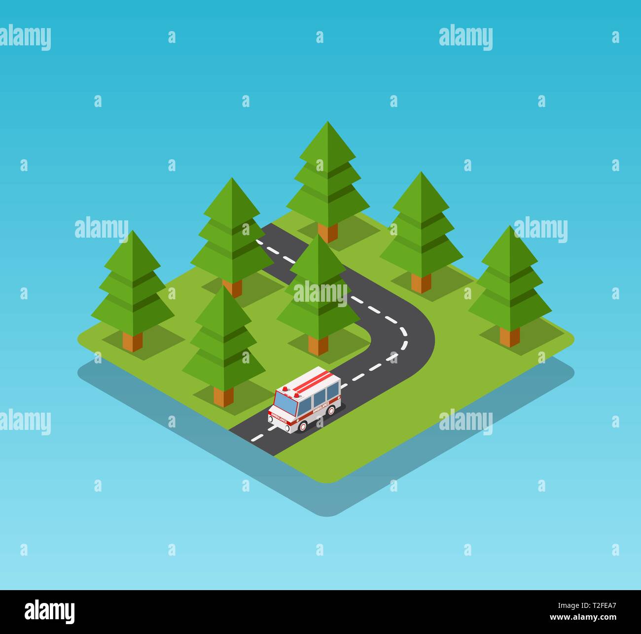 Ambulance car isometric avto van bus paramedic Stock Vector