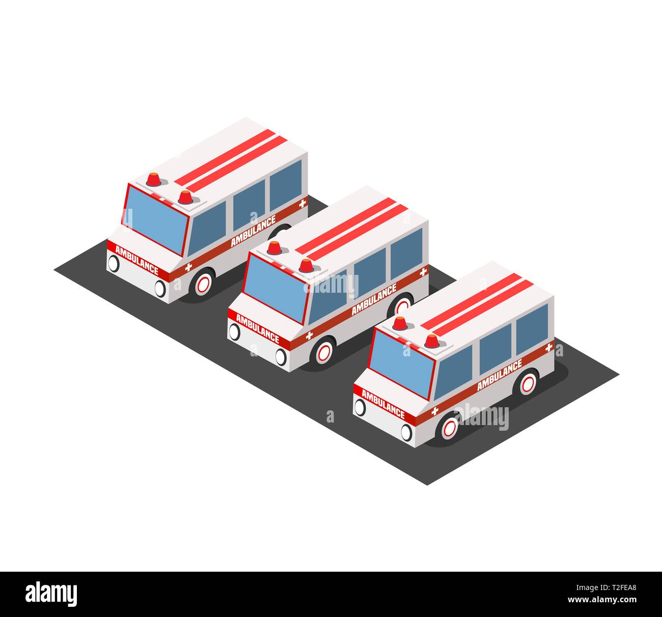 Ambulance car isometric avto van bus paramedic Stock Vector
