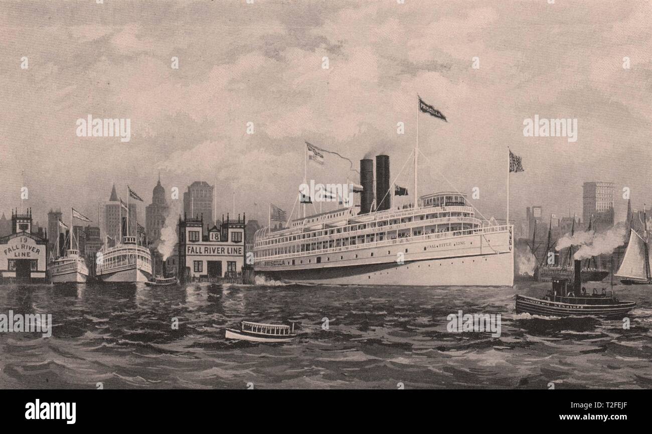 Sound Steamer leaving North River Pier Stock Photo Alamy