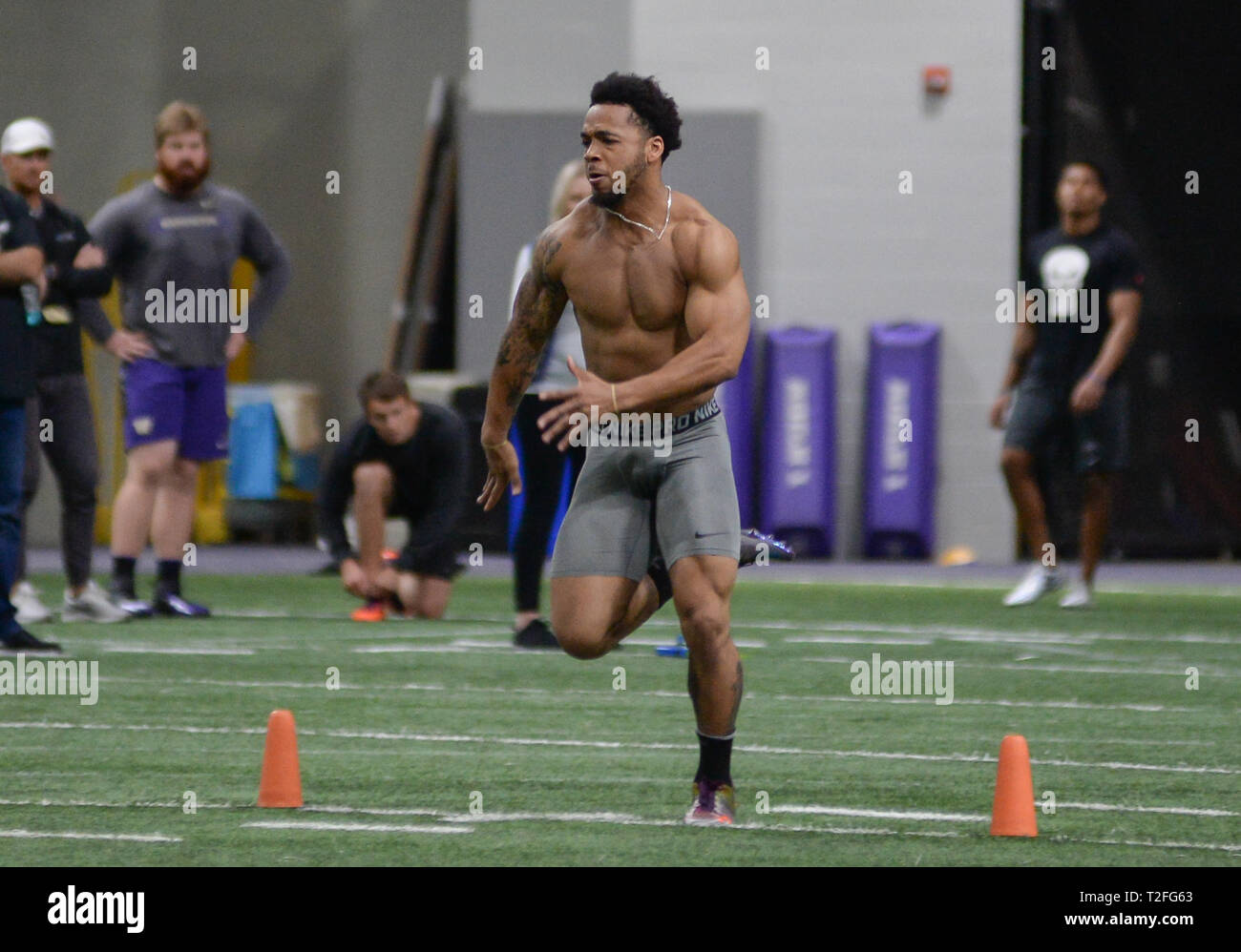 Seattle, WA, USA. 1st Apr, 2019. MYLES GASKIN of the Washington Huskies