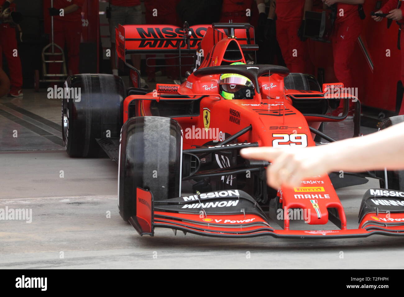 Manama Bahrain 02nd Apr 19 Mick Schumacher Ger Ferrari Sf90 F1 First Ever F1 Test Manama 02 04 19 Formula 1 Bahrain Formula 1 Testday Formula One Ferrari Test Day With Mick Schumacher