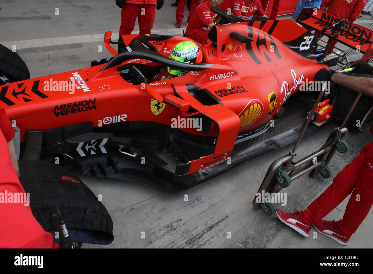 Manama Bahrain 02nd Apr 19 Mick Schumacher Ger Ferrari Sf90 F1 First Ever F1 Test Manama 02 04 19 Formula 1 Bahrain Formula 1 Testday Formula One Ferrari Test Day With Mick Schumacher