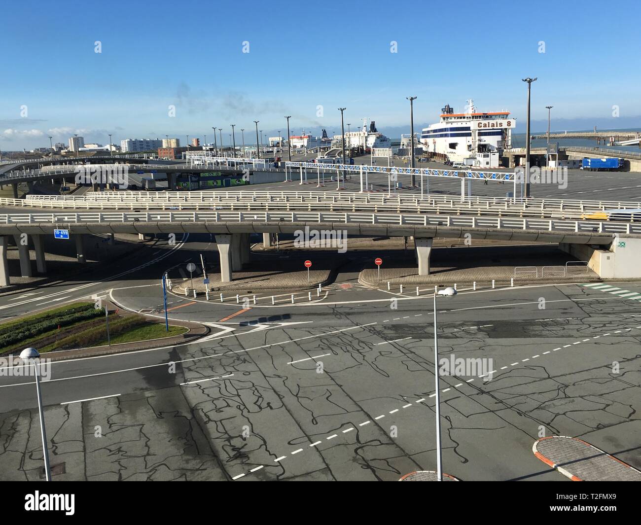 11 February 2019, France (France), Calais: The port of Calais. At no other place is Great Britain so close to the European mainland. The French port city is the most important gateway to the United Kingdom. (to dpa 'Collapse on the coast? - European ports and the Brexit') Photo: Julia Naue/dpa Stock Photo