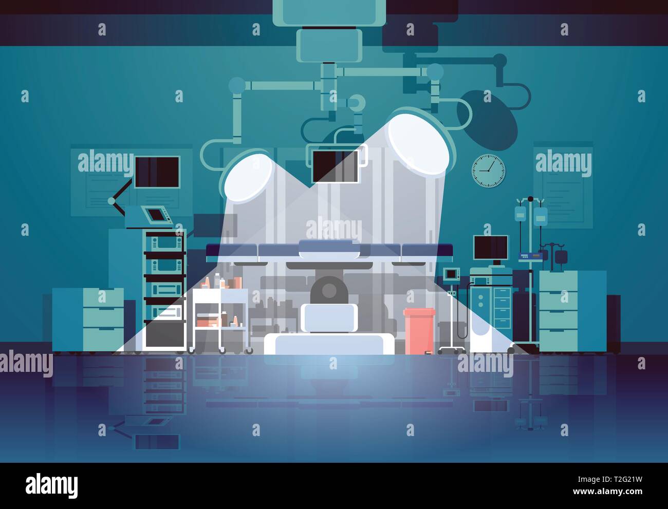 hospital operating table clean medical surgery room modern equipment