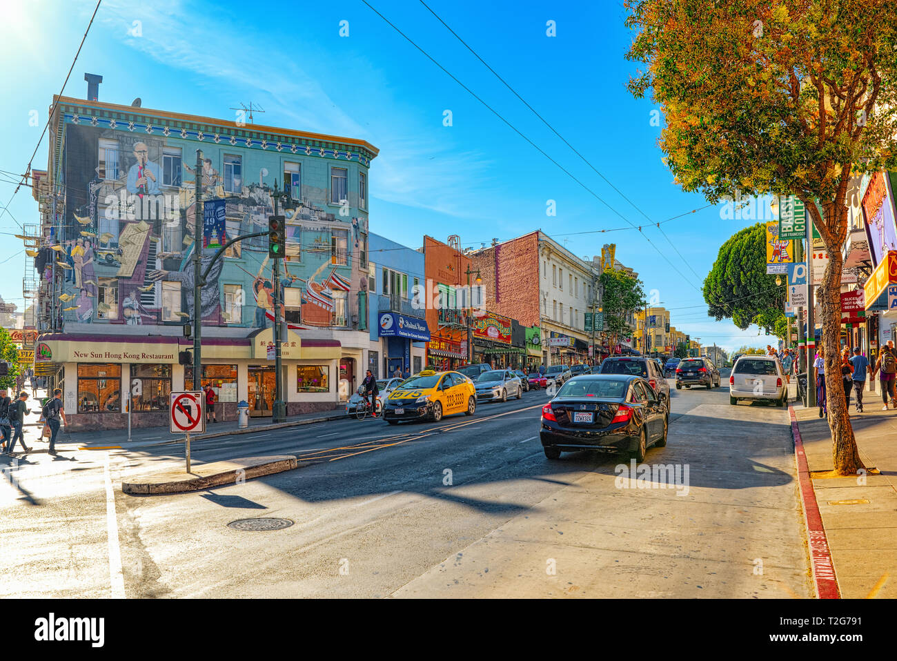 San Francisco, California, USA - September 08, 2018: City views a seaport in western California,on a peninsula between the Pacific Ocean and San Franc Stock Photo