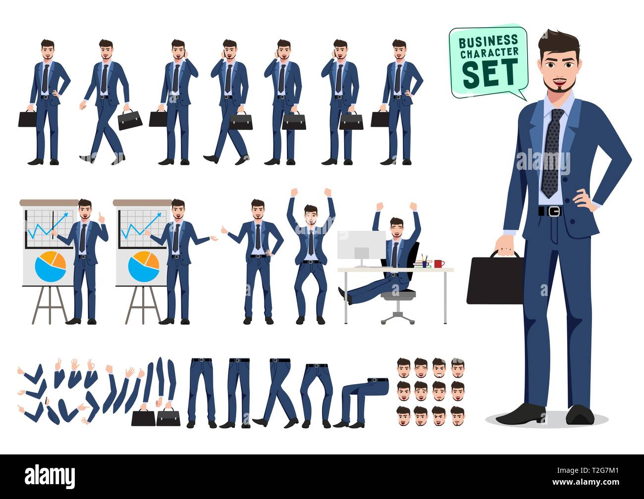 Male business character vector set. Business man cartoon character ...