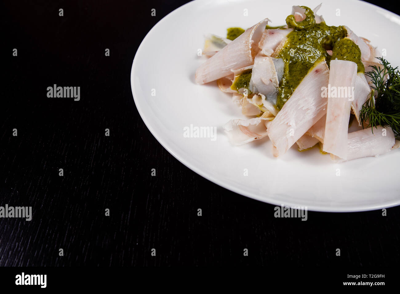 Lard. Strips of fat with copy space. Dry lard with herbs. Fat from the