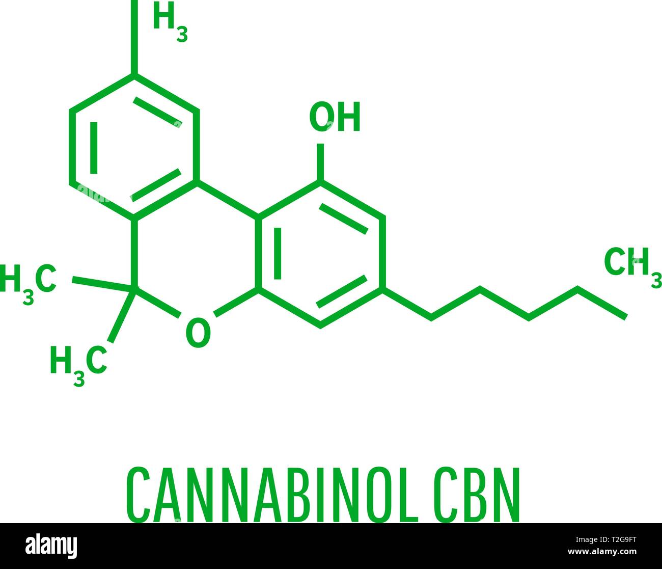 Skeletal formula of Cannabinol. stimulant molecule Stock Vector